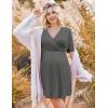 Ekouaer 3 in 1 Labor and Delivery Gown for Hospital Short Sleeve Maternity Nursing Dress Nightgown Postpartum Sleepwear(Dark Grey)