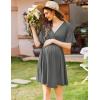Ekouaer 3 in 1 Labor and Delivery Gown for Hospital Short Sleeve Maternity Nursing Dress Nightgown Postpartum Sleepwear(Dark Grey)