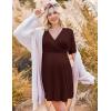 Ekouaer 3 in 1 Labor and Delivery Gown for Hospital Short Sleeve Maternity Nursing Dress Nightgown Postpartum Sleepwear(Dark Red)