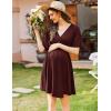 Ekouaer 3 in 1 Labor and Delivery Gown for Hospital Short Sleeve Maternity Nursing Dress Nightgown Postpartum Sleepwear(Dark Red)
