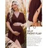 Ekouaer 3 in 1 Labor and Delivery Gown for Hospital Short Sleeve Maternity Nursing Dress Nightgown Postpartum Sleepwear(Dark Red)