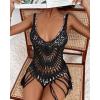 Ekouaer Beach Swimsuit Cover Up Women Crochet Bikini Coverups Summer Pool Swimwear Tassel Dress(Black)