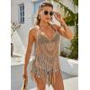 Ekouaer Beach Swimsuit Cover Up Women Crochet Bikini Coverups Summer Pool Swimwear Tassel Dress(Brown)