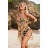 Ekouaer Beach Swimsuit Cover Up Women Crochet Bikini Coverups Summer Pool Swimwear Tassel Dress(Brown)