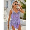 Ekouaer Beach Swimsuit Cover Up Women Crochet Bikini Coverups Summer Pool Swimwear Tassel Dress(Lavender)