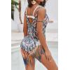 Ekouaer Beach Swimsuit Cover Up Women Crochet Bikini Coverups Summer Pool Swimwear Tassel Dress(Multicolor Blue Orange)