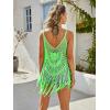 Ekouaer Beach Swimsuit Cover Up Women Crochet Bikini Coverups Summer Pool Swimwear Tassel Dress(Neon Green)
