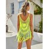 Ekouaer Beach Swimsuit Cover Up Women Crochet Bikini Coverups Summer Pool Swimwear Tassel Dress(Neon Yellow)