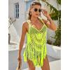 Ekouaer Beach Swimsuit Cover Up Women Crochet Bikini Coverups Summer Pool Swimwear Tassel Dress(Neon Yellow)