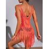 Ekouaer Beach Swimsuit Cover Up Women Crochet Bikini Coverups Summer Pool Swimwear Tassel Dress(Orange)