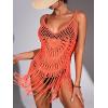 Ekouaer Beach Swimsuit Cover Up Women Crochet Bikini Coverups Summer Pool Swimwear Tassel Dress(Orange)