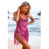 Ekouaer Beach Swimsuit Cover Up Women Crochet Bikini Coverups Summer Pool Swimwear Tassel Dress(Pink)