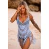 Ekouaer Beach Swimsuit Cover Up Women Crochet Bikini Coverups Summer Pool Swimwear Tassel Dress(Sky Blue)