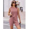 Ekouaer Biker Short Sets Womens 2 Piece Lounge Set 2026 Summer Matching Outfits Sleeveless Loungewear clothing(Camel)