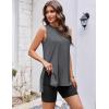 Ekouaer Biker Short Sets Womens 2 Piece Lounge Set 2026 Summer Matching Outfits Sleeveless Loungewear clothing(Dark Grey)