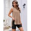 Ekouaer Biker Short Sets Womens 2 Piece Lounge Set 2026 Summer Matching Outfits Sleeveless Loungewear clothing(Khaki)