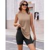 Ekouaer Biker Short Sets Womens 2 Piece Lounge Set 2026 Summer Matching Outfits Sleeveless Loungewear clothing(Khaki)
