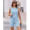 Ekouaer Biker Short Sets Womens 2 Piece Lounge Set 2026 Summer Matching Outfits Sleeveless Loungewear clothing(Light Blue)