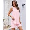 Ekouaer Biker Short Sets Womens 2 Piece Lounge Set 2026 Summer Matching Outfits Sleeveless Loungewear clothing(Pink)