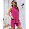 Ekouaer Biker Short Sets Womens 2 Piece Lounge Set 2026 Summer Matching Outfits Sleeveless Loungewear clothing(Rose Pink)