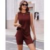 Ekouaer Biker Short Sets Womens 2 Piece Lounge Set 2026 Summer Matching Outfits Sleeveless Loungewear clothing(Wine Red)