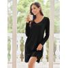 Ekouaer Cotton Nightgowns for Women 2 Pack Night Gown Long Sleeve Sleepshirts V Neck Night Shirt Soft Sleepwear(Black/Gray)