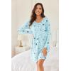 Ekouaer Cotton Nightgowns for Women 2 Pack Night Gown Long Sleeve Sleepshirts V Neck Night Shirt Soft Sleepwear(Moon Star/Purple Floral)