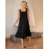 Ekouaer Cotton Nightgowns for Women Long Sleeveless Nightgown Victorian Sleep Dress with Pockets Night Shirt Lounge Dress(Black)