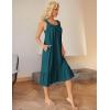 Ekouaer Cotton Nightgowns for Women Long Sleeveless Nightgown Victorian Sleep Dress with Pockets Night Shirt Lounge Dress(Blue Green)