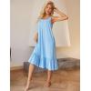 Ekouaer Cotton Nightgowns for Women Long Sleeveless Nightgown Victorian Sleep Dress with Pockets Night Shirt Lounge Dress(Light Blue)