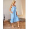 Ekouaer Cotton Nightgowns for Women Long Sleeveless Nightgown Victorian Sleep Dress with Pockets Night Shirt Lounge Dress(Light Blue)