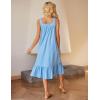 Ekouaer Cotton Nightgowns for Women Long Sleeveless Nightgown Victorian Sleep Dress with Pockets Night Shirt Lounge Dress(Light Blue)