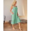 Ekouaer Cotton Nightgowns for Women Long Sleeveless Nightgown Victorian Sleep Dress with Pockets Night Shirt Lounge Dress(Light Green)
