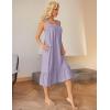 Ekouaer Cotton Nightgowns for Women Long Sleeveless Nightgown Victorian Sleep Dress with Pockets Night Shirt Lounge Dress(Light Purple)