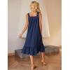 Ekouaer Cotton Nightgowns for Women Long Sleeveless Nightgown Victorian Sleep Dress with Pockets Night Shirt Lounge Dress(Navy Blue)
