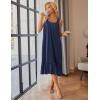 Ekouaer Cotton Nightgowns for Women Long Sleeveless Nightgown Victorian Sleep Dress with Pockets Night Shirt Lounge Dress(Navy Blue)