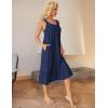 Ekouaer Cotton Nightgowns for Women Long Sleeveless Nightgown Victorian Sleep Dress with Pockets Night Shirt Lounge Dress(Navy Blue)
