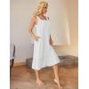 Ekouaer Cotton Nightgowns for Women Long Sleeveless Nightgown Victorian Sleep Dress with Pockets Night Shirt Lounge Dress(White)