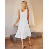 Ekouaer Cotton Nightgowns for Women Long Sleeveless Nightgown Victorian Sleep Dress with Pockets Night Shirt Lounge Dress(White)