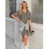 Ekouaer Cotton Nightgowns for Women Short Sleeve Sleep Shirts Crew Neck Night Dress Nightshirt with Pockets S-2XL(Leopard Print)