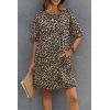 Ekouaer Cotton Nightgowns for Women Short Sleeve Sleep Shirts Crew Neck Night Dress Nightshirt with Pockets S-2XL(Leopard Print)