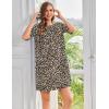 Ekouaer Cotton Nightgowns for Women Short Sleeve Sleep Shirts Crew Neck Night Dress Nightshirt with Pockets S-2XL(Leopard Print)