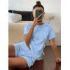 Ekouaer Cute Pajama Sets for Women 2 Piece Short Sleeve Ribbed Pjs Crop Top and Shorts Sleepwear Summer Y2K Lounge Sets(Ocean Blue)