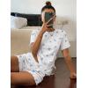 Ekouaer Cute Pajama Sets for Women 2 Piece Short Sleeve Ribbed Pjs Crop Top and Shorts Sleepwear Summer Y2K Lounge Sets(Ocean White)