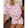 Ekouaer Cute Pajama Sets for Women 2 Piece Short Sleeve Ribbed Pjs Crop Top and Shorts Sleepwear Summer Y2K Lounge Sets(Pink Bow)