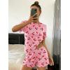 Ekouaer Cute Pajama Sets for Women 2 Piece Short Sleeve Ribbed Pjs Crop Top and Shorts Sleepwear Summer Y2K Lounge Sets(Pink Cherry)