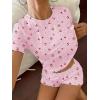 Ekouaer Cute Pajama Sets for Women 2 Piece Short Sleeve Ribbed Pjs Crop Top and Shorts Sleepwear Summer Y2K Lounge Sets(Purple Cherry)