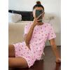 Ekouaer Cute Pajama Sets for Women 2 Piece Short Sleeve Ribbed Pjs Crop Top and Shorts Sleepwear Summer Y2K Lounge Sets(Purple Cherry)