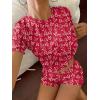 Ekouaer Cute Pajama Sets for Women 2 Piece Short Sleeve Ribbed Pjs Crop Top and Shorts Sleepwear Summer Y2K Lounge Sets(Red Love)