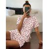 Ekouaer Cute Pajama Sets for Women 2 Piece Short Sleeve Ribbed Pjs Crop Top and Shorts Sleepwear Summer Y2K Lounge Sets(Strawberry)